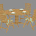3D Modell Ein Satz von Gartenmöbeln mit grünen Kissen - Vorschau