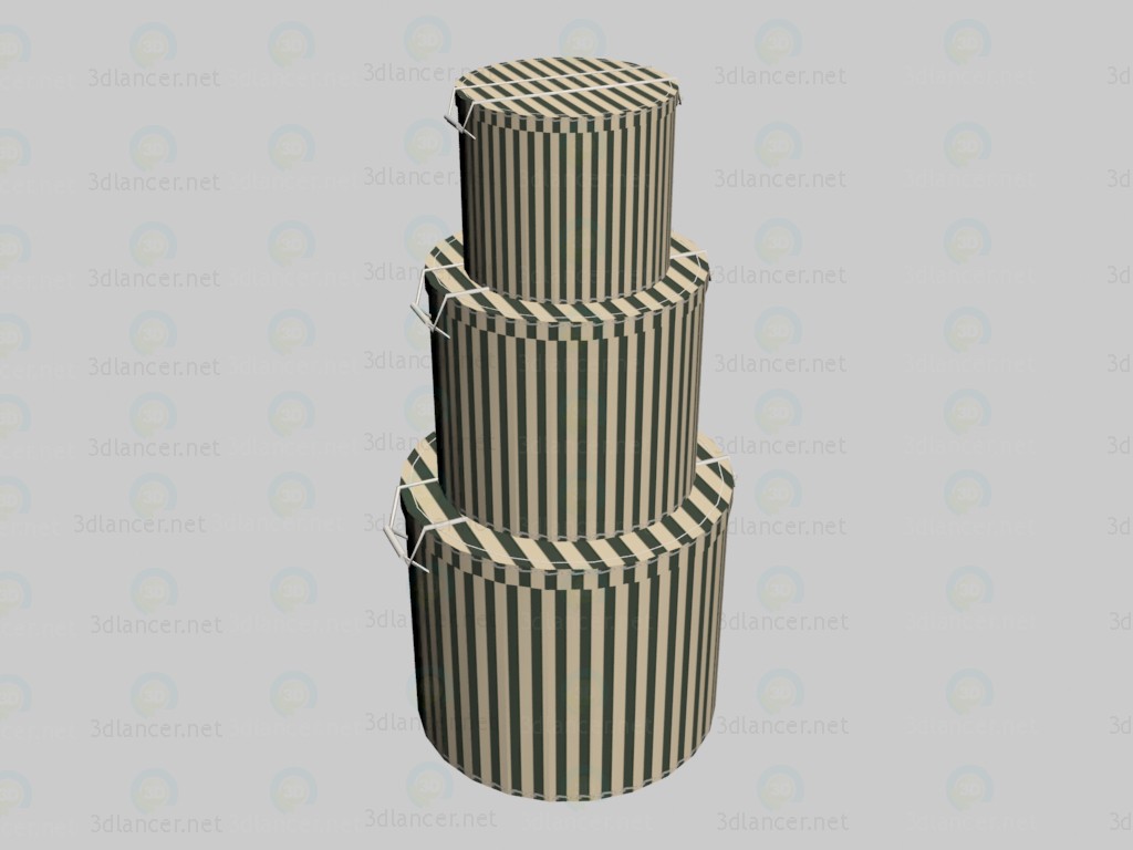 3d model Round black boxes with gold strips - preview
