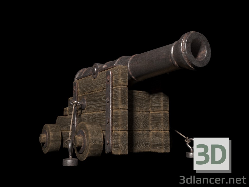 3d The old naval gun model buy - render