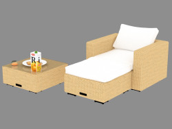 Un conjunto de muebles (sillón, puf, mesa) Toscana