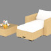 modello 3D Un set di mobili (poltrona, pouf, tavolo) Toscana - anteprima