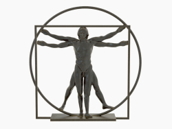 Escultura de bronce El hombre vitruviano Leonardo Da Vinci