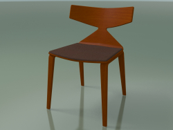 Stuhl 3714 (4 Holzbeine, mit einem Kissen auf dem Sitz, Orange)