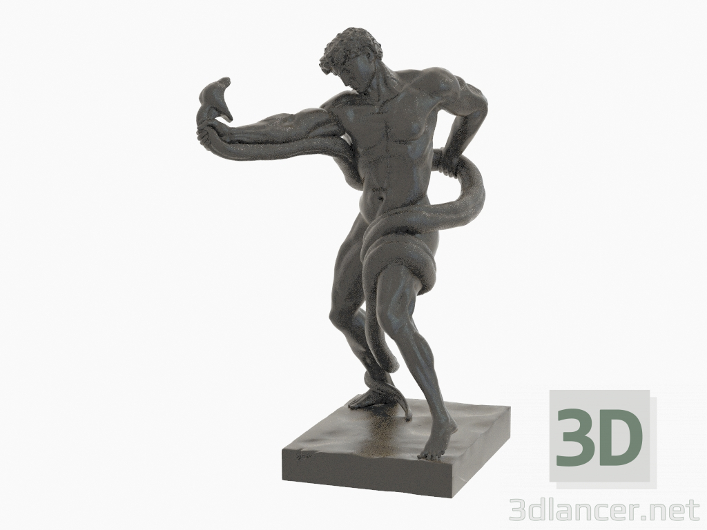 modèle 3D Sculpture d'athlète en bronze luttant en python - preview