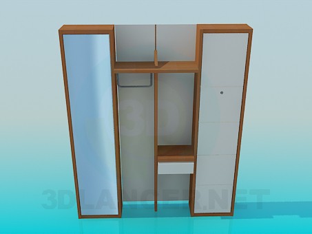 modello 3D Armadio in legno nel corridoio - anteprima
