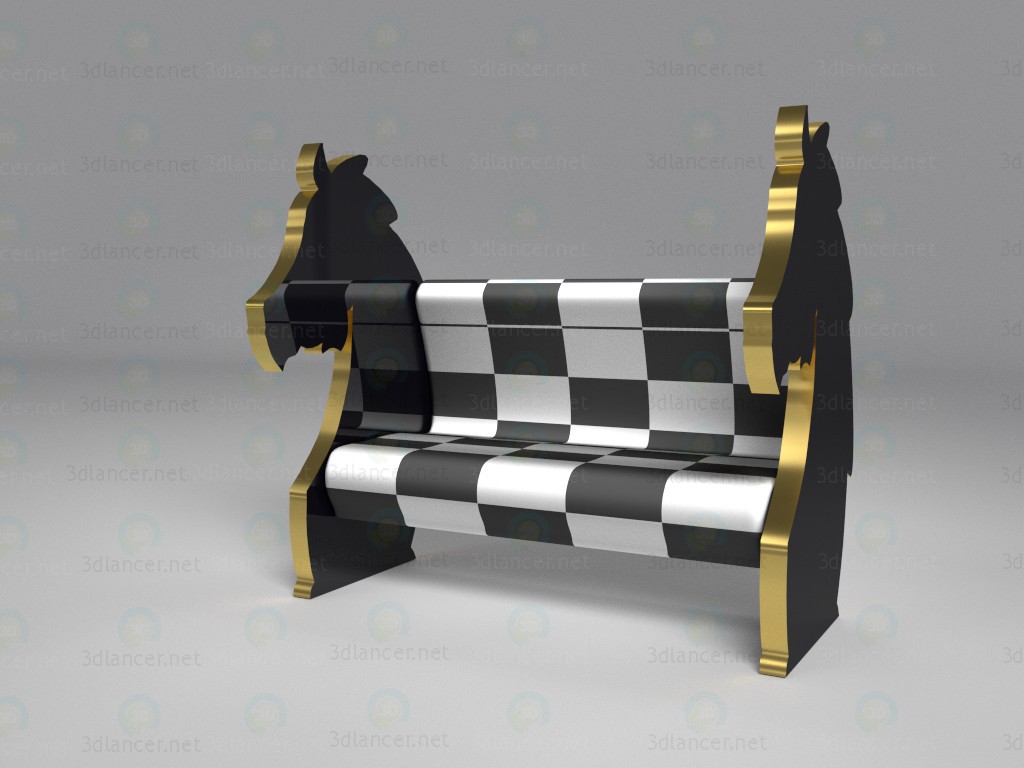modello 3D Divano scacchi - anteprima