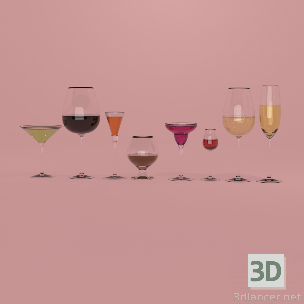 3d Different types of glasses model buy - render