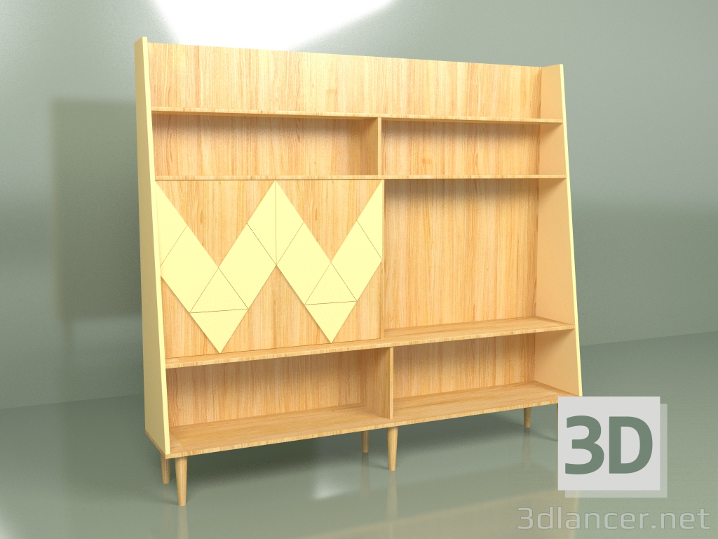 modèle 3D Mur Woo Wall peint (jaune ocre) - preview