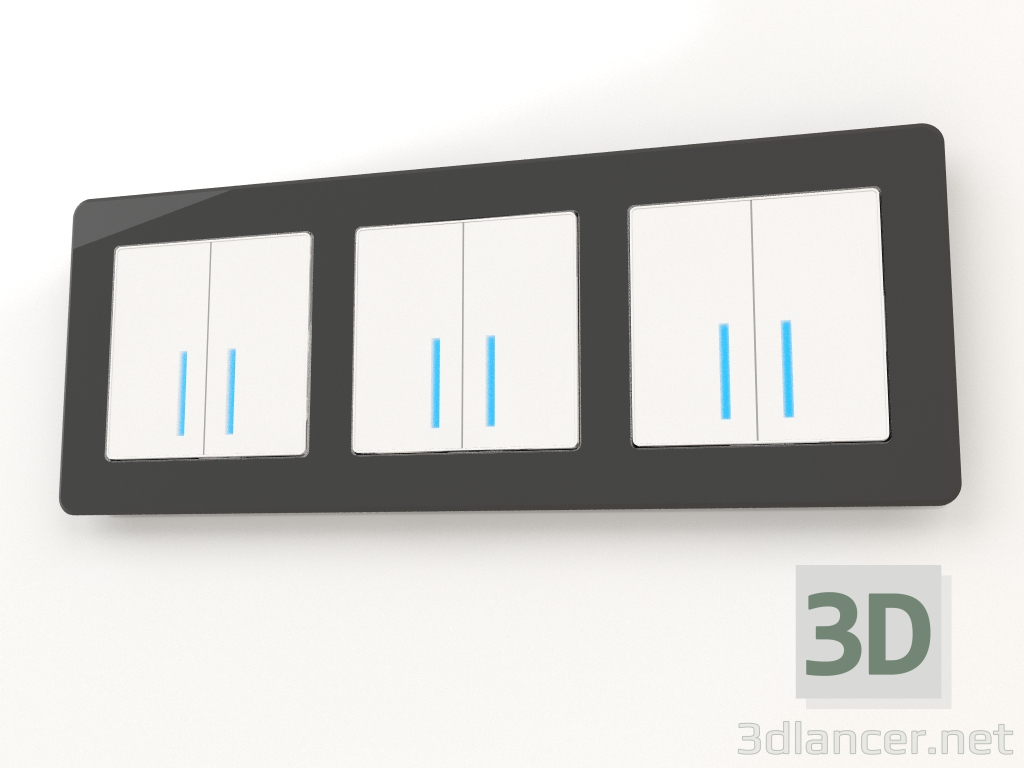 3D modeli 3 direk için çerçeve Akrilik (siyah) - önizleme