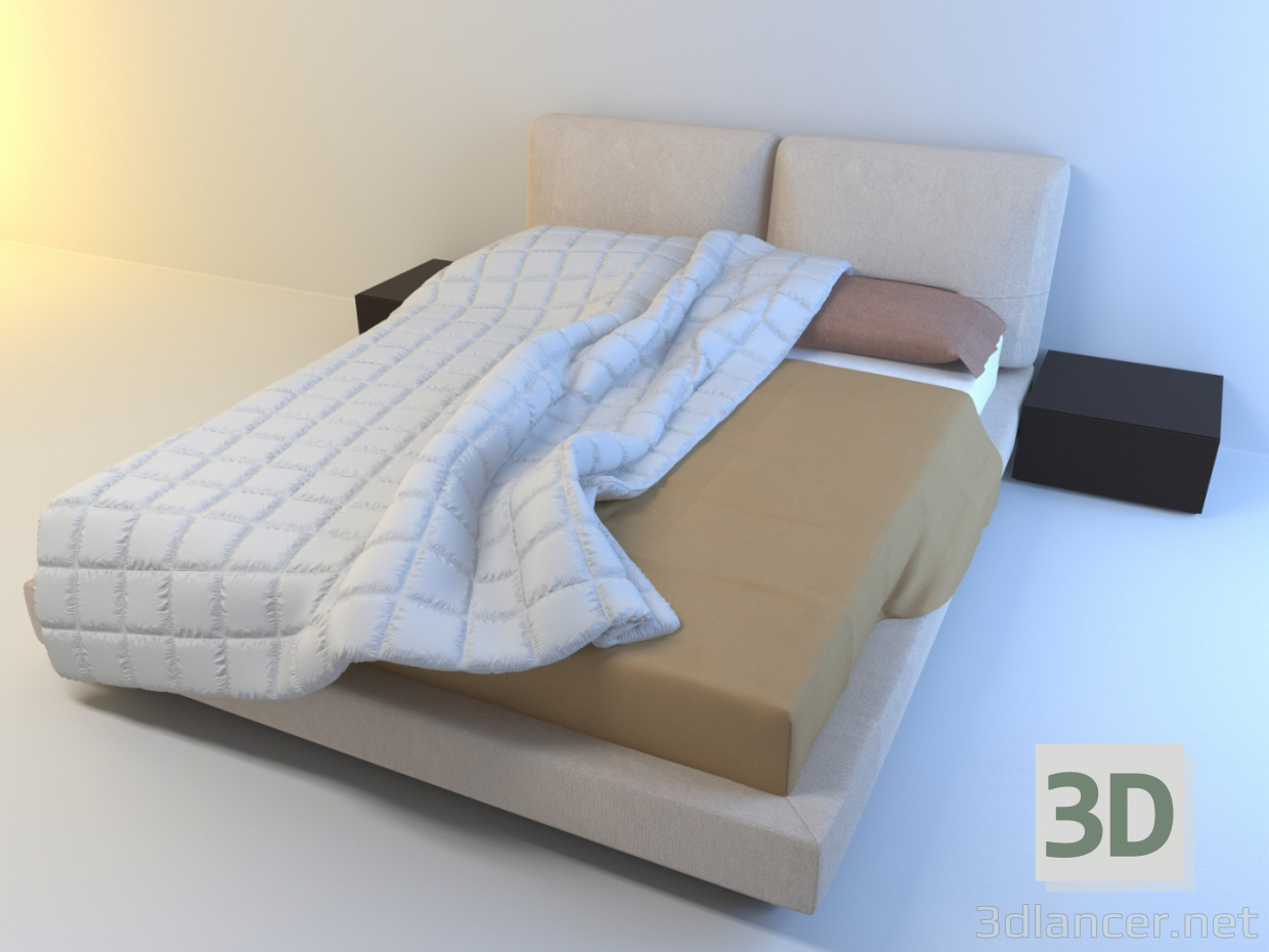3d модель Подвійне ліжко – превью