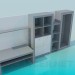 3D Modell Schrank-Wand mit Schreibtisch - Vorschau