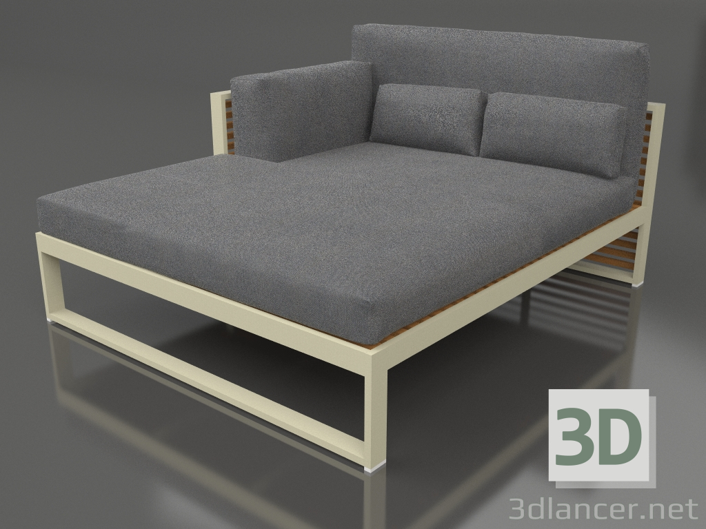 Modelo 3d Sofá modular XL, secção 2 esquerda, encosto alto, madeira artificial (Ouro) - preview