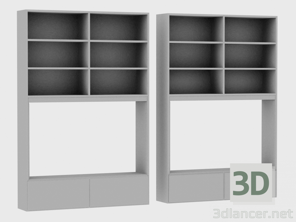 modello 3D Elementi del sistema modulare IANUS MIDDLE WITH BACK (R268) - anteprima