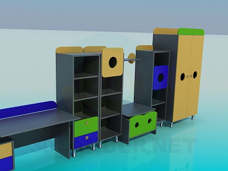 3d модель Комплект шкафов для теской – превью