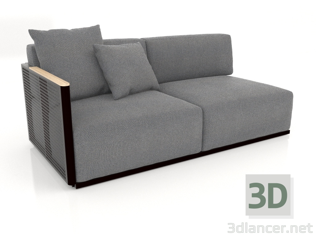modèle 3D Module canapé section 1 gauche (Noir) - preview