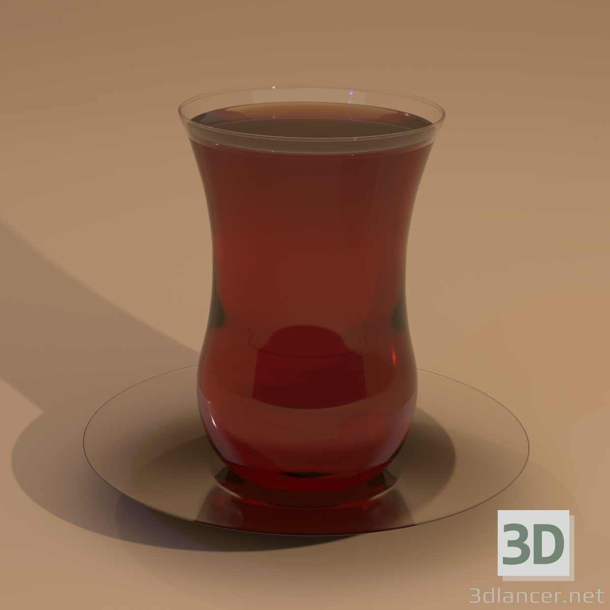 3d Glass turkish cup mess with saucer model buy - render