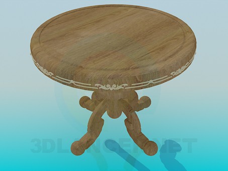 3d модель Круглый деревянный столик – превью