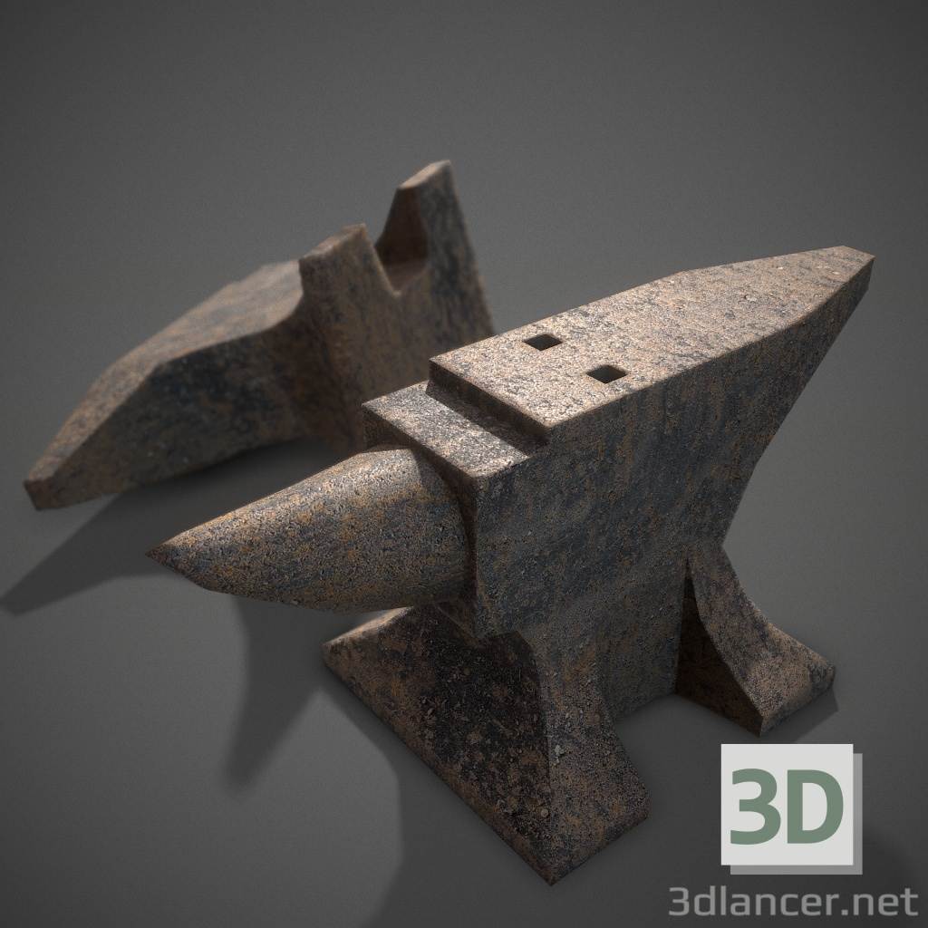 modello 3D di Rusty anvil pbr Modello 3D a basso numero di poligoni comprare - rendering