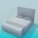 3d model Double bed with high headboard - preview