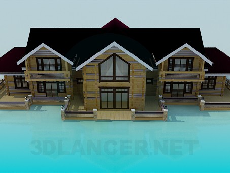 3D Modell Ferienhaus mit log - Vorschau