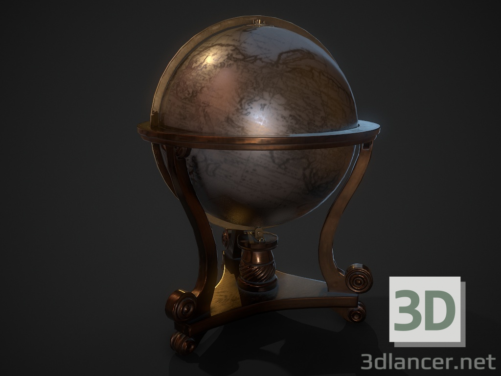 modello 3D di Globo medievale Modello 3D a basso numero di poligoni gratuito comprare - rendering
