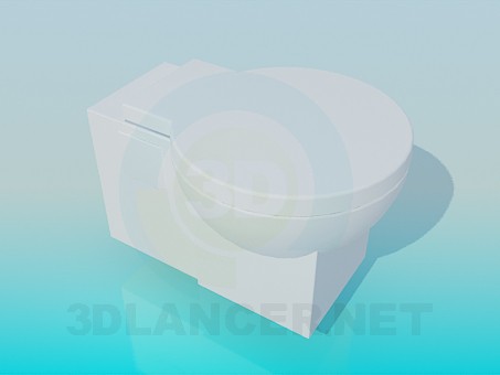 3d model Toilet bowl with a round lid - preview
