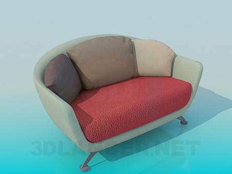 modello 3D Sedia-divano - anteprima