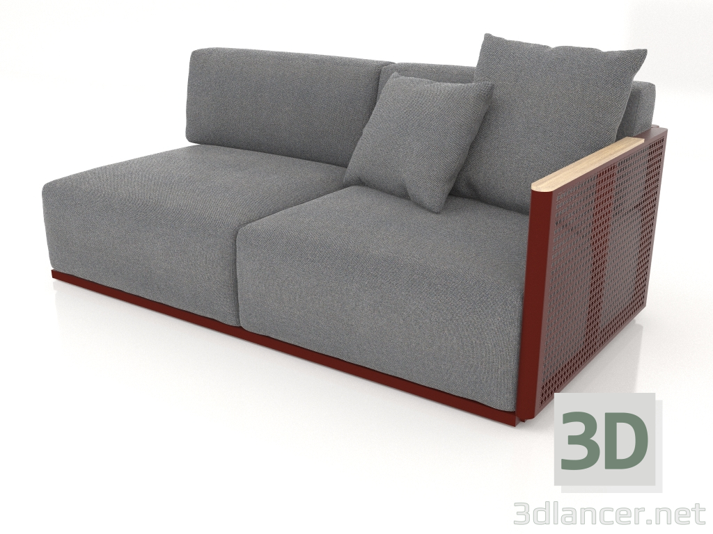 modèle 3D Module canapé section 1 droite (Rouge vin) - preview