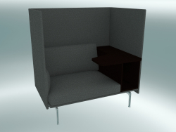 Кресло с высокой спинкой и столиком Outline, правое (Remix 163, Polished Aluminum)