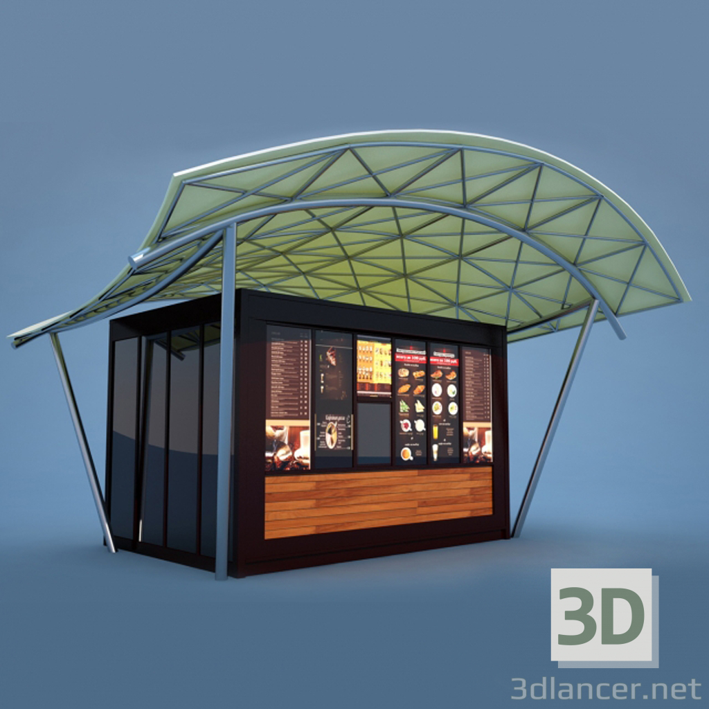 3D Modell überdachte Kiosk - Vorschau
