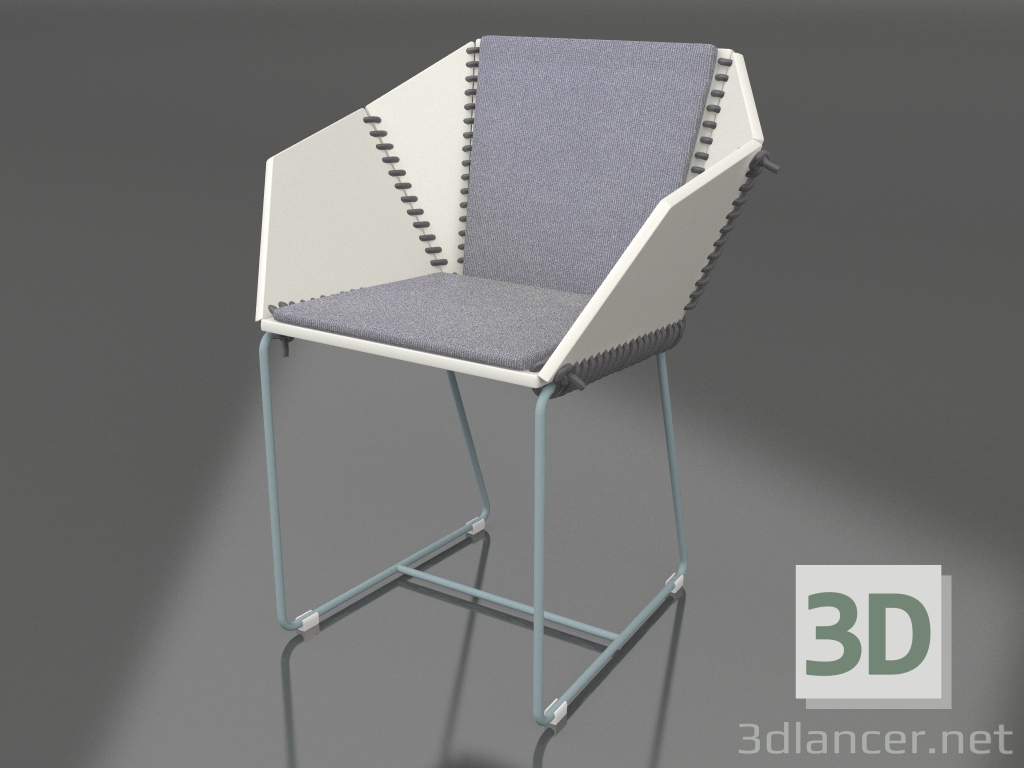 modello 3D Sedia da pranzo (grigio blu) - anteprima