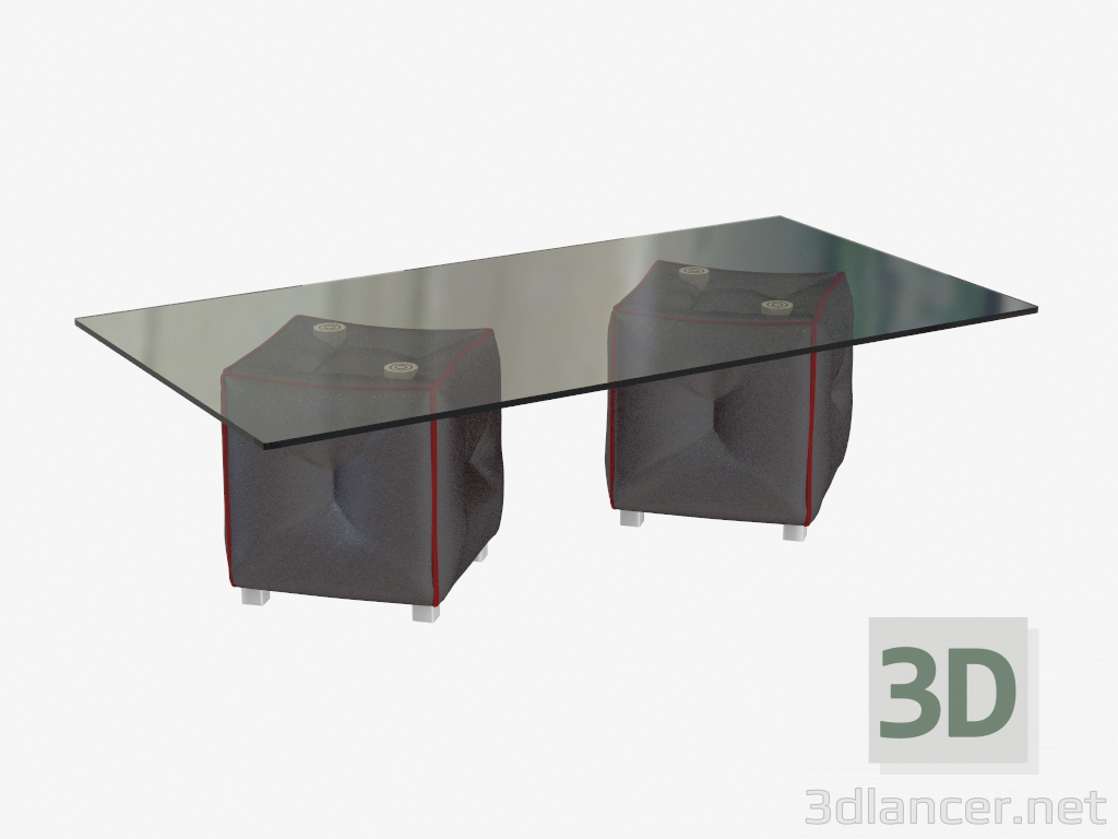 3d model Coffee table with leather trim J236 - preview