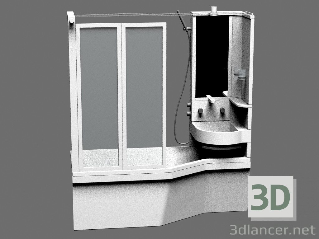 3D Modell Spalte + Waschbecken + Badewanne-1700 - Vorschau