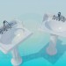 3D Modell Zwei Waschbecken mit Beinen - Vorschau