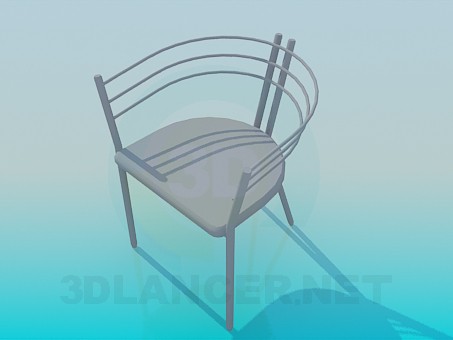modello 3D Sedia con testiera in metallo - anteprima