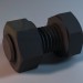 3d model screw M10 with nut - preview