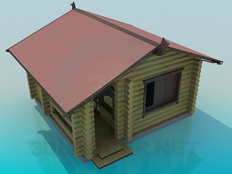 3D modeli Çam günlükleri ile bir ev - önizleme