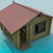 3d model A house with pine logs - preview