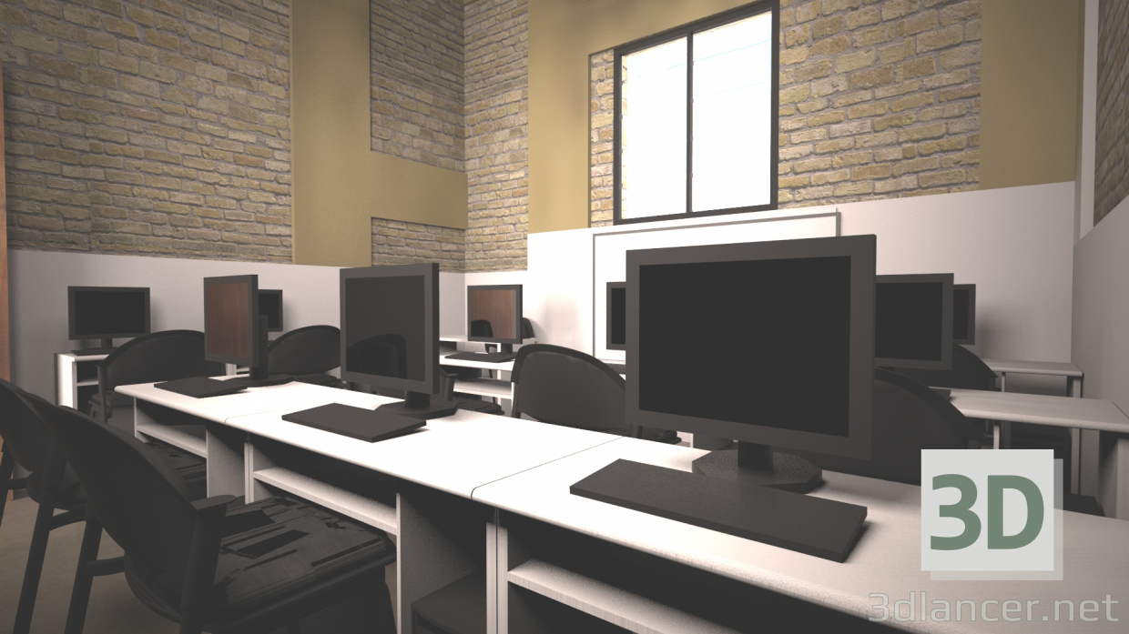 Modelo 3d sala de informática - preview