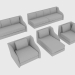 3d model Elementos de sofá REY modulares - vista previa