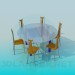 3d model Round glass dining table and 6 chairs - preview