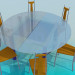 Modelo 3d 6 cadeiras e mesa de jantar de vidro redonda - preview