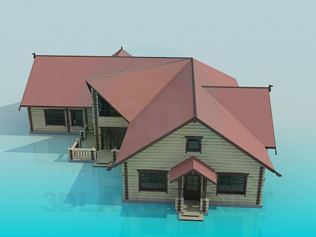 3d model Cottage log cabin - preview
