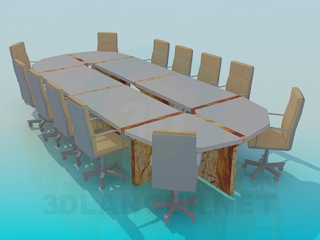 Modelo 3d Mesa de conferências - preview
