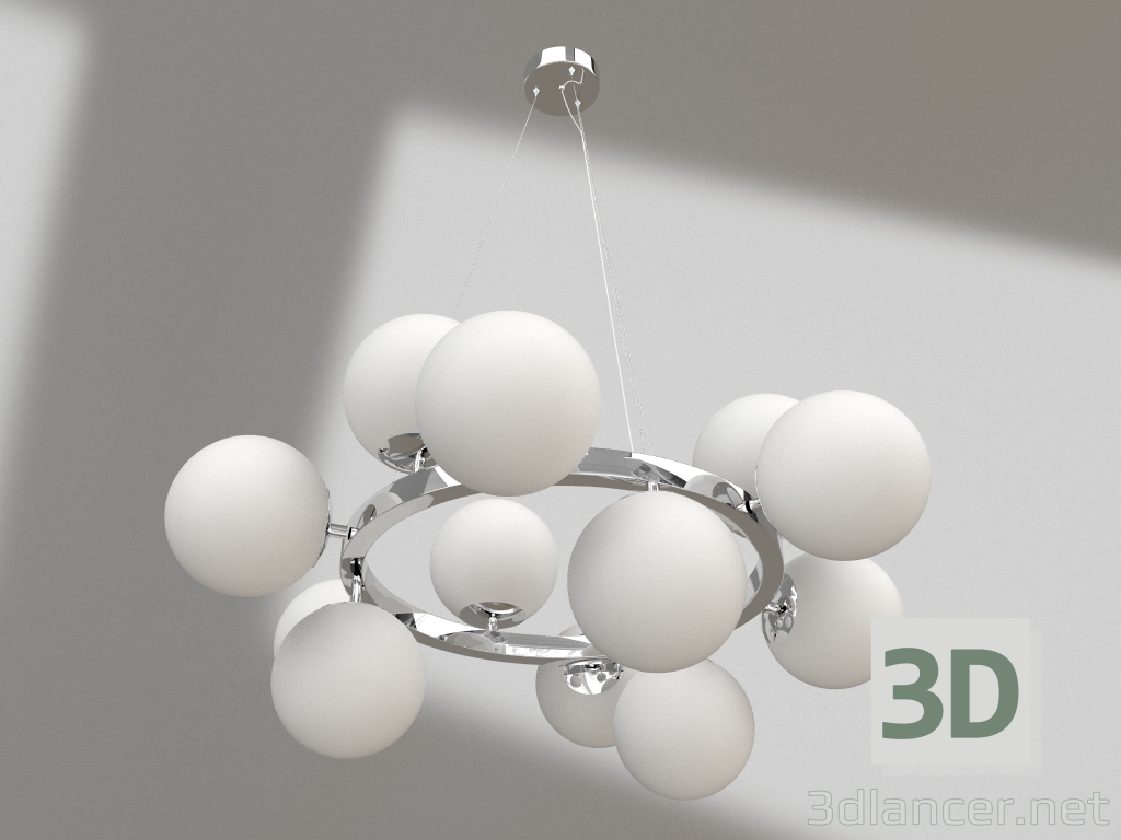 modello 3D Sida lampadario cromo base quadrata (07508-12A,02) - anteprima