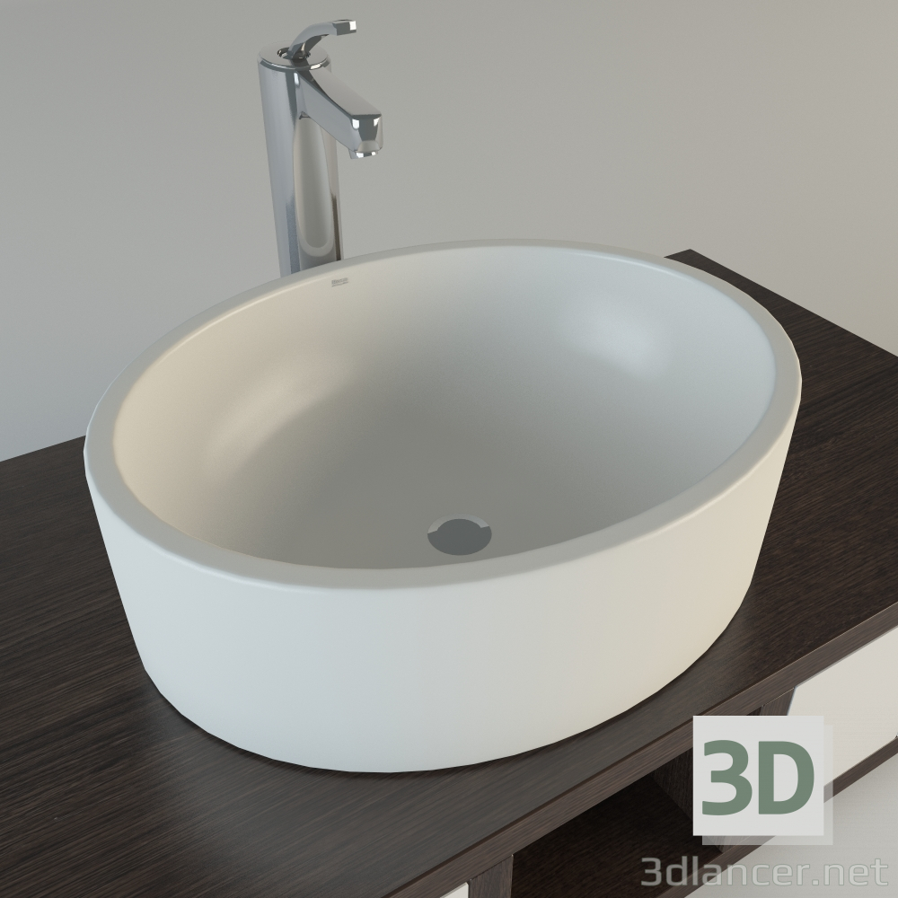 3D Modell Ovales Waschbecken - Vorschau
