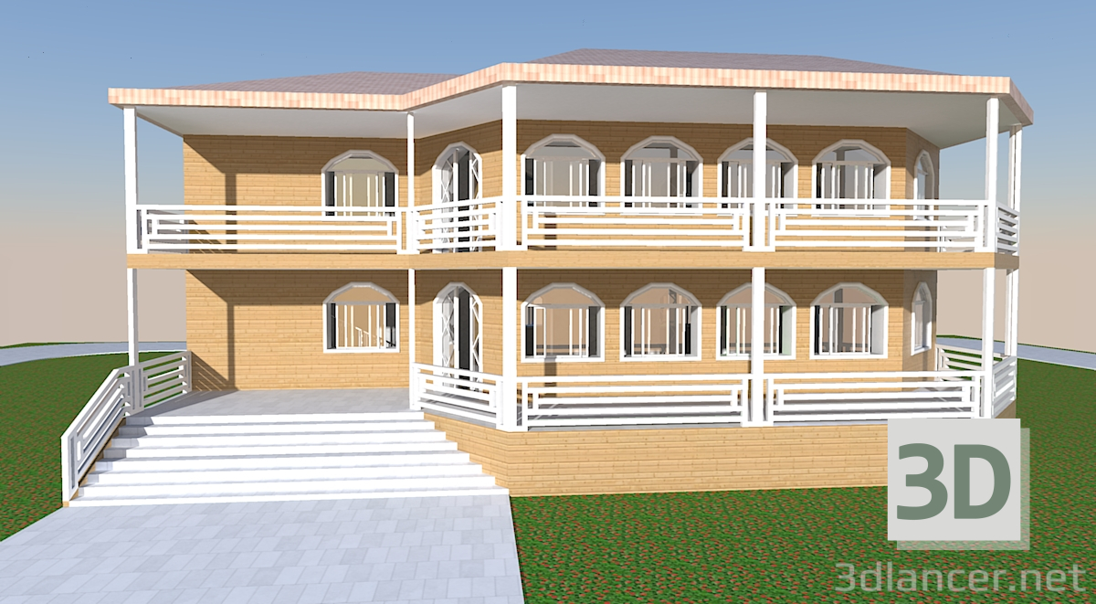 3d модель Двухэтажный дом – превью