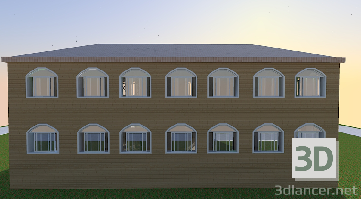 3d model two-storey house - preview