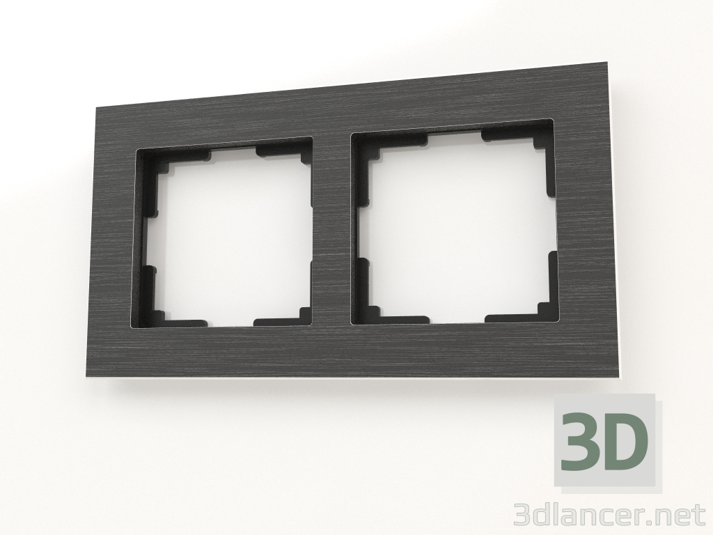 3D Modell Rahmen für 2 Pfosten (schwarzes Aluminium) - Vorschau