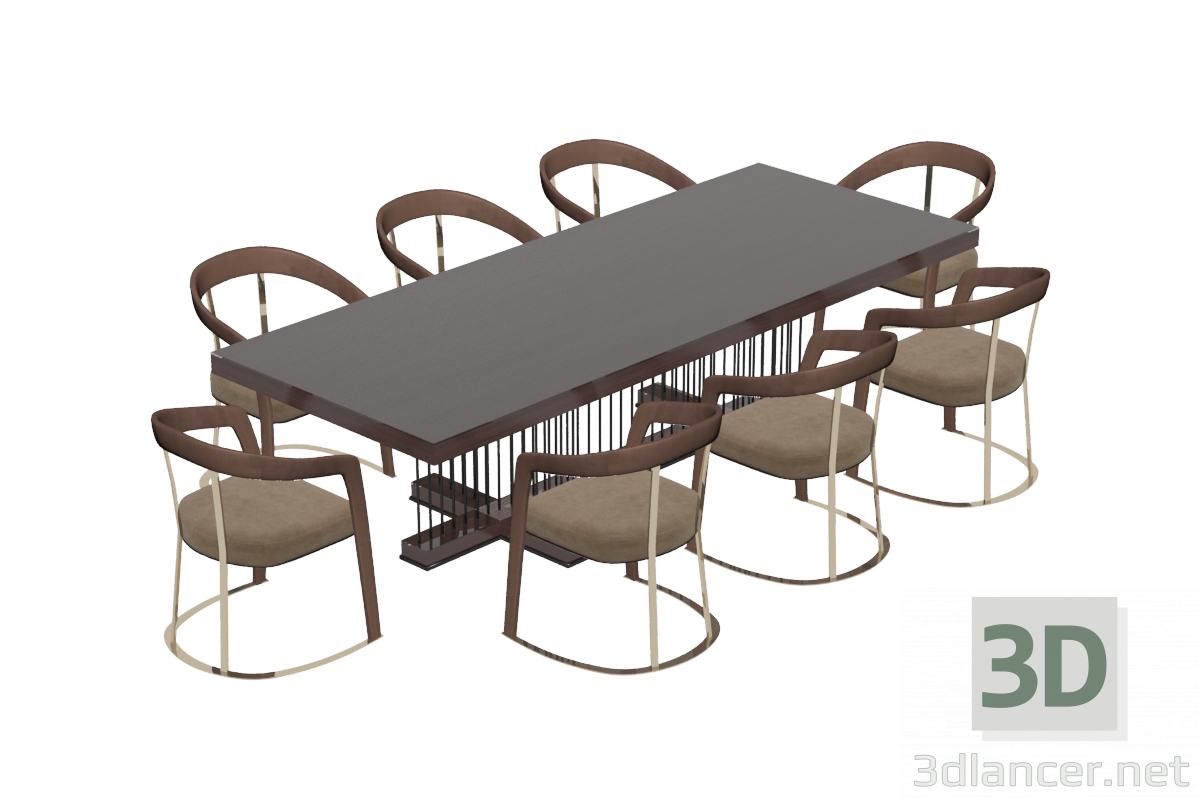 3d Schubert table and chairs by Longhi model buy - render